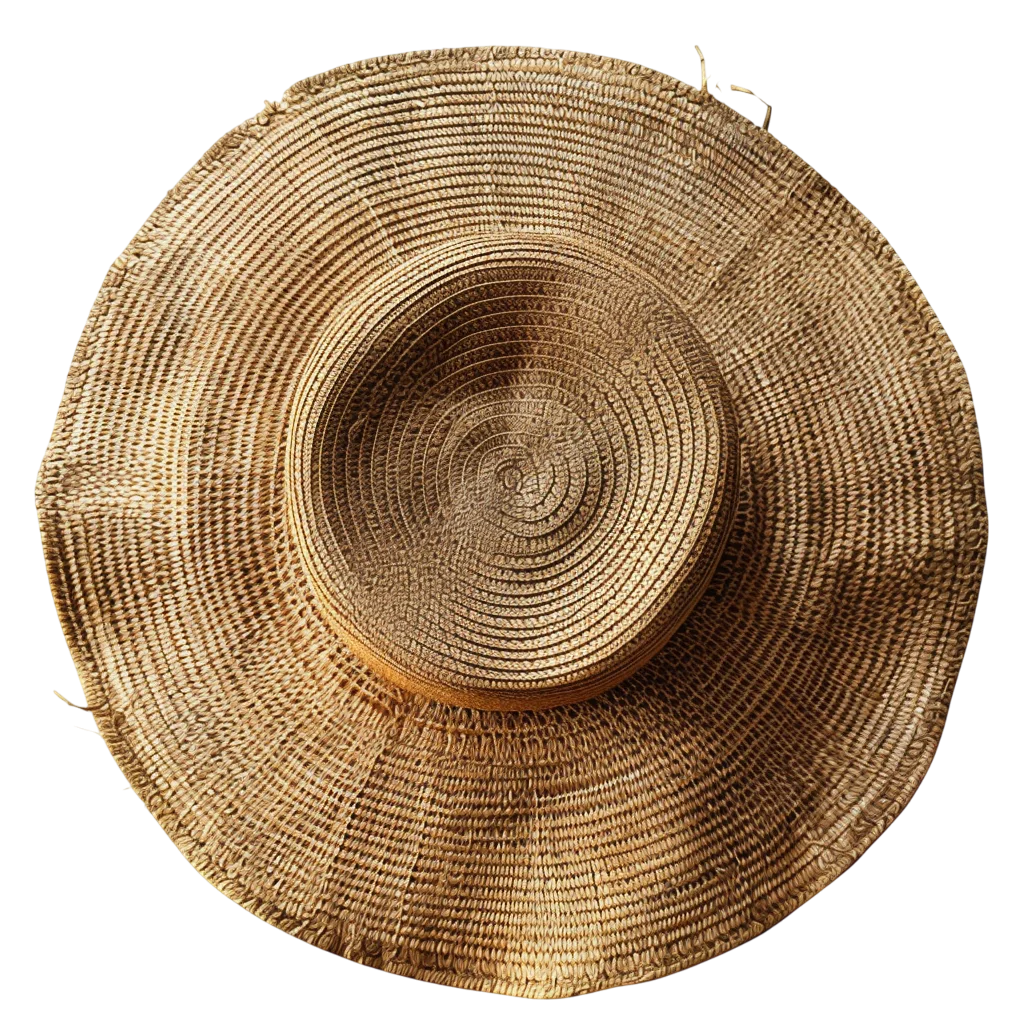 Summer Woven Straw Sun Hat Top View Free PNG Cutout