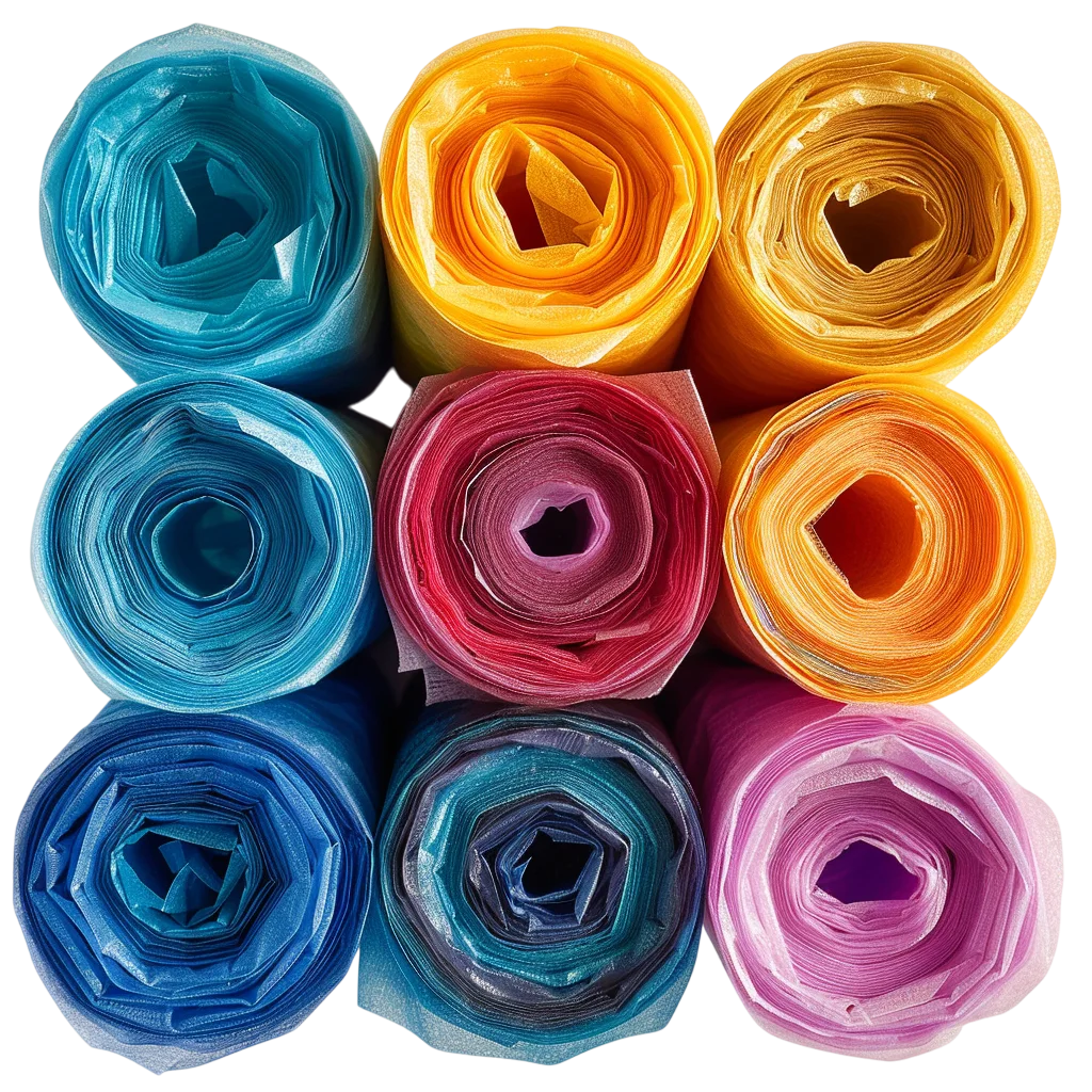Colorful Plastic Trash Bags Rolls Free PNG Cutout