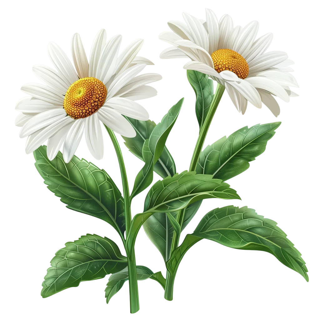 Blooming White Daisy Bush with Leaves Cutout Free PNG
