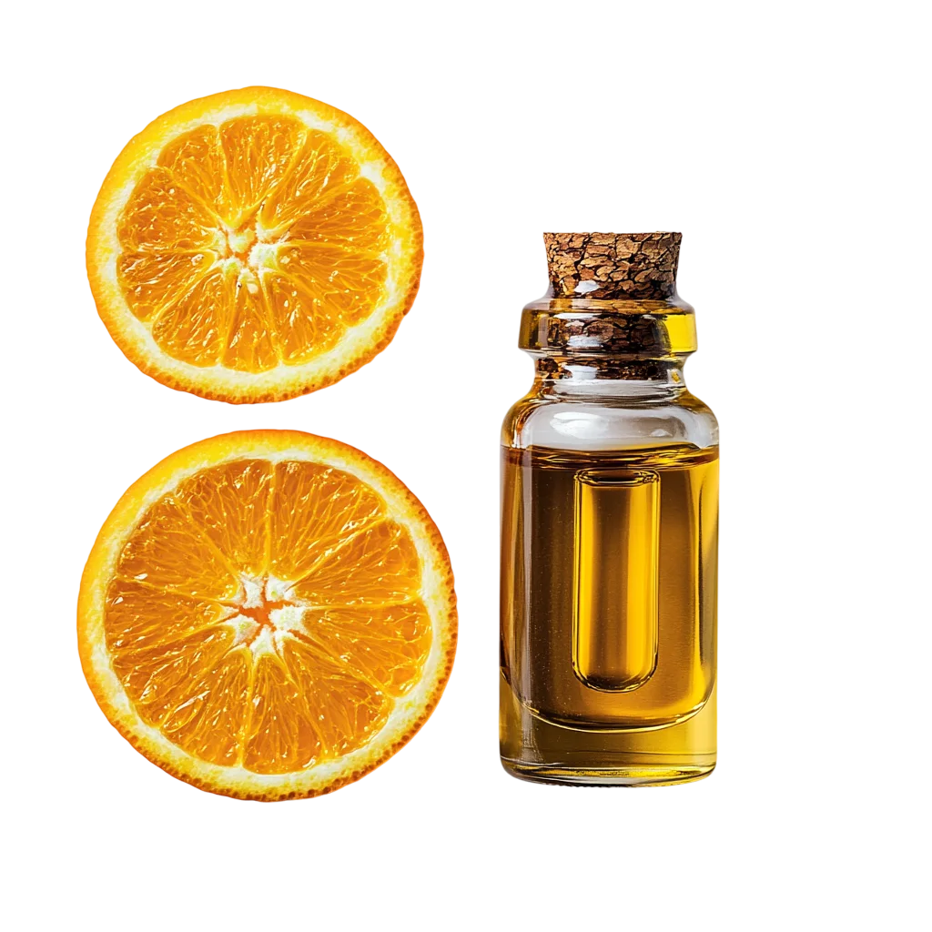 Orange Essential Oil Bottle with Citrus Slices Free PNG