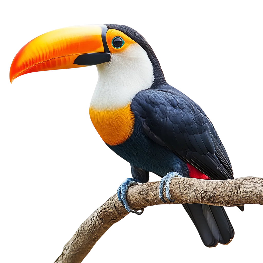 Exotic Toucan Perched on Tree Branch Free PNG