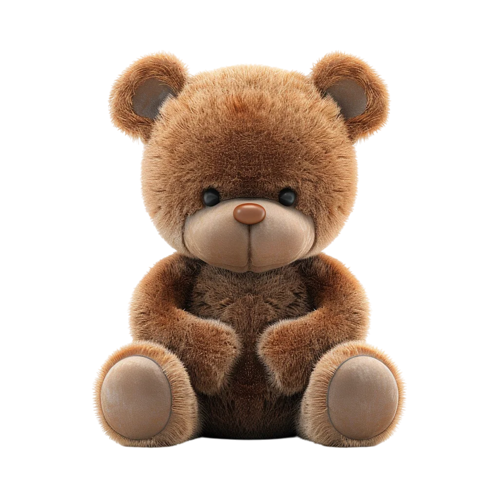 Fluffy Brown Teddy Bear Sitting Free PNG Cutout