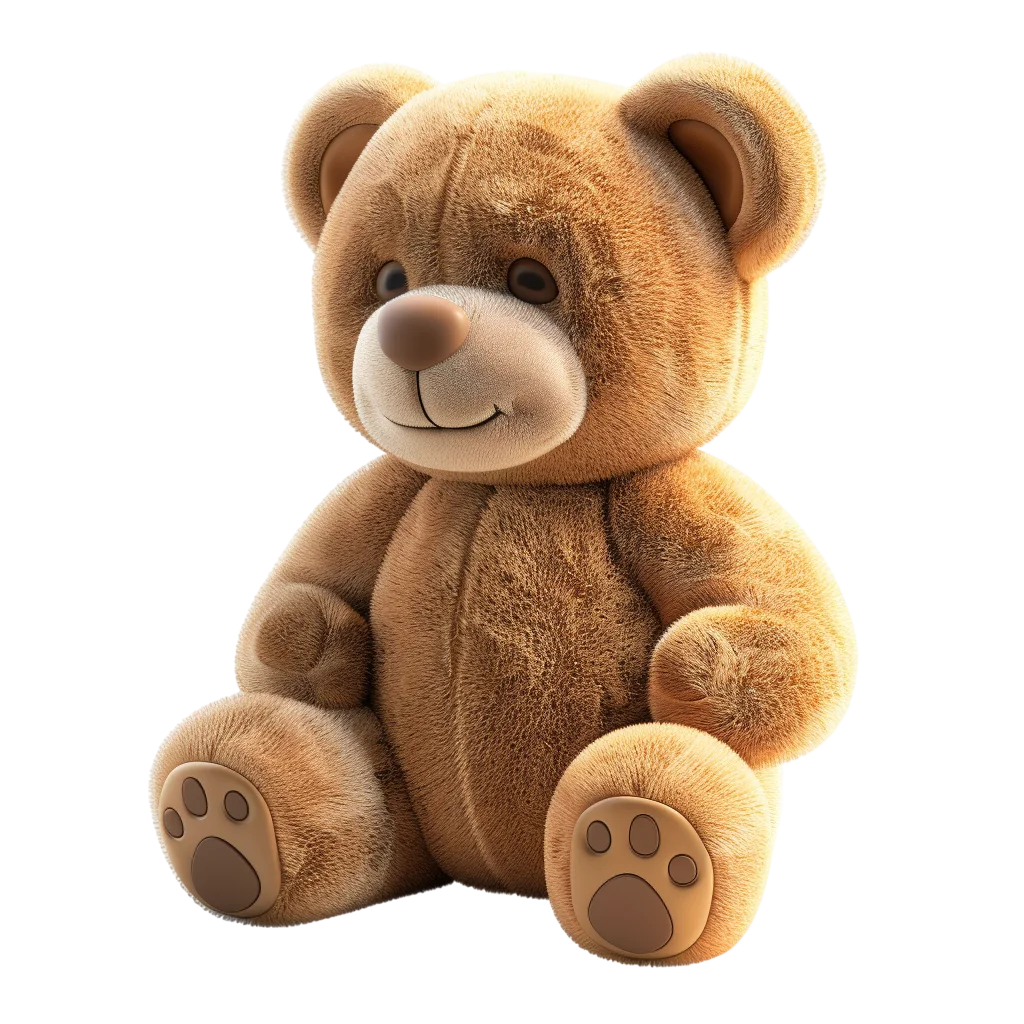 Cute Brown Plush Teddy Bear Toy Free PNG Cutout