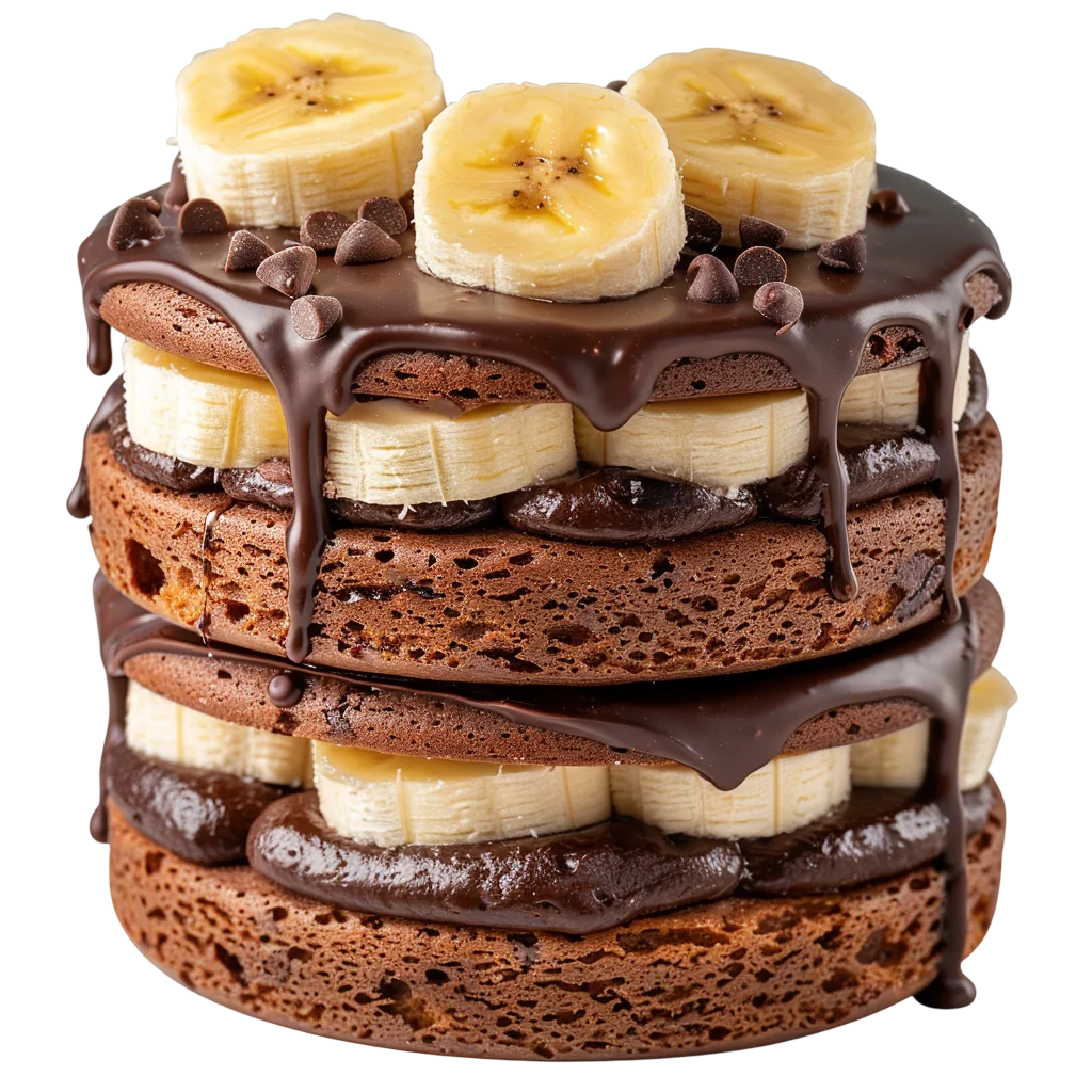 Layered Chocolate Banana Mini Cake Stack Free PNG
