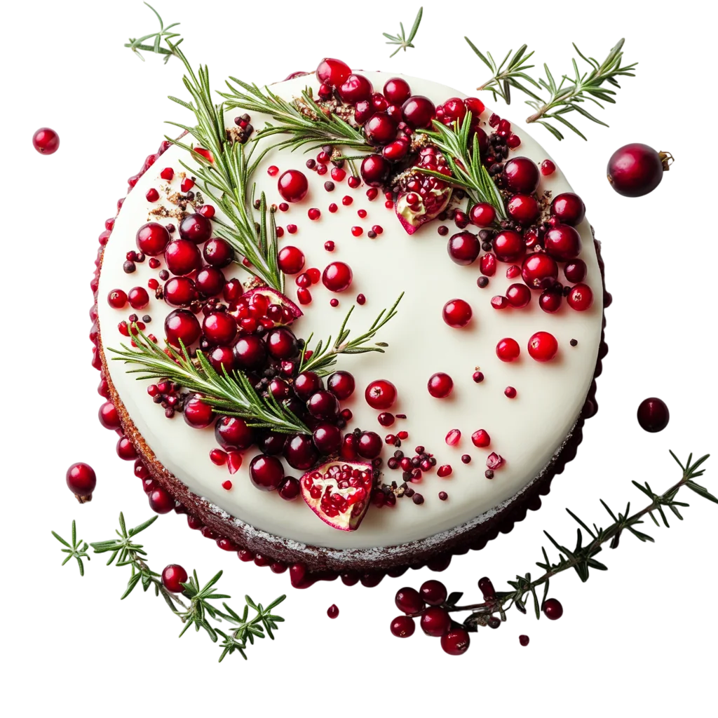 Festive Cranberry Rosemary Winter Cake Free PNG