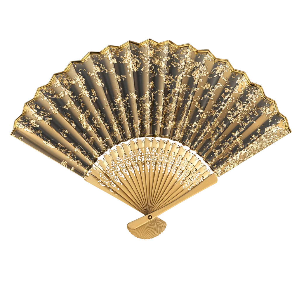 Carved Lace Wooden Hand Folding Fan Free PNG
