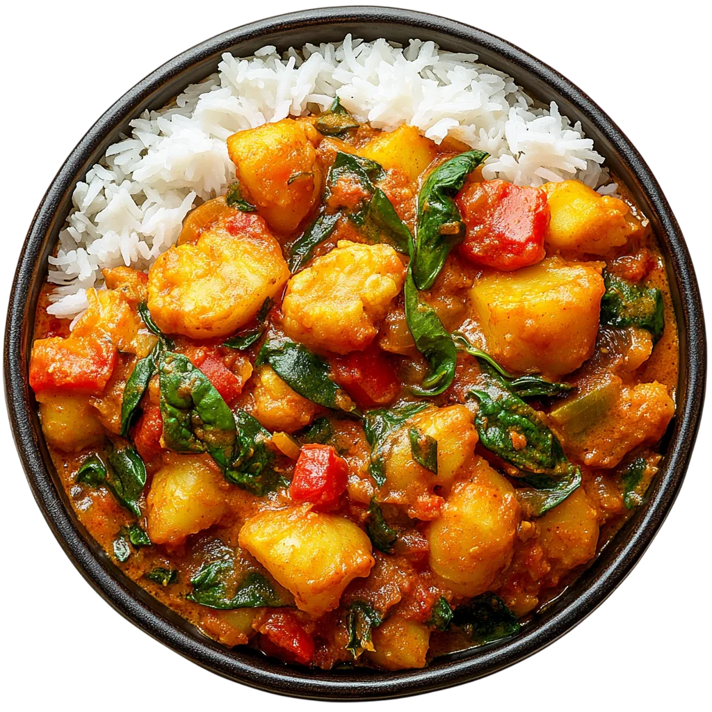 Vegetable Curry with Steamed White Rice Free PNG