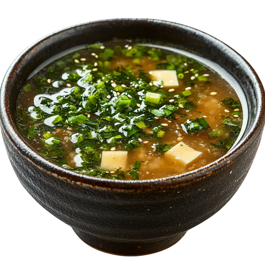 Japanese Miso Soup Bowl with Scallions Free PNG