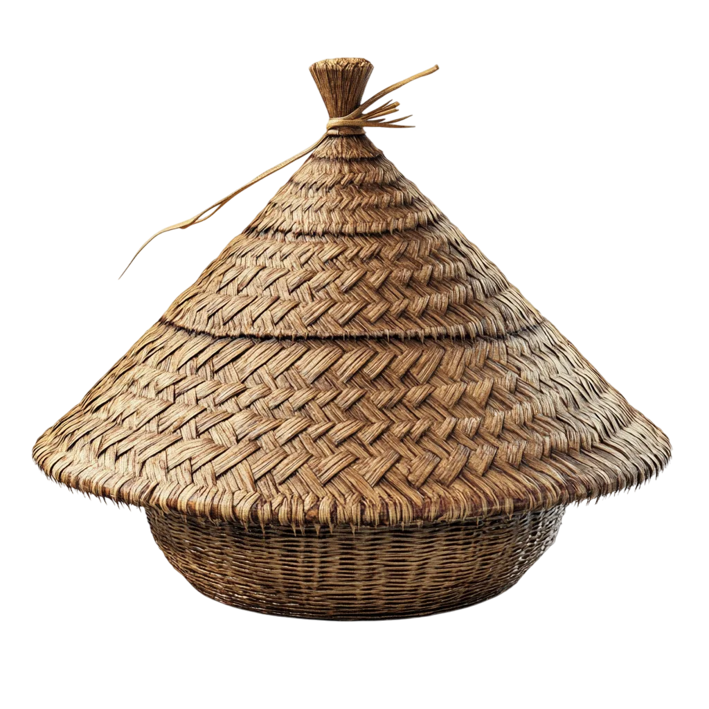 Traditional Woven Bamboo Conical Hat Free PNG