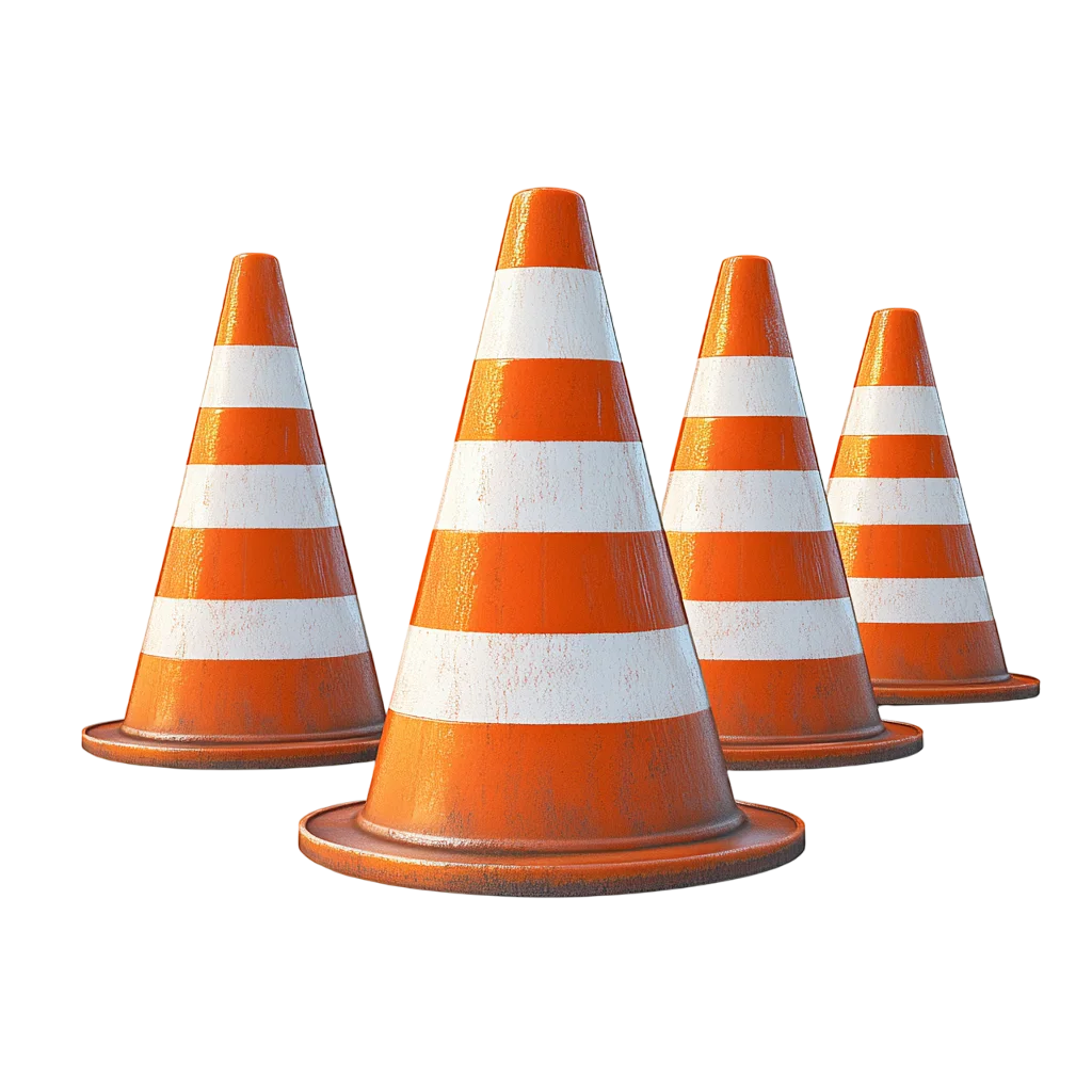 Bright Orange Traffic Cones Safety Set Free PNG