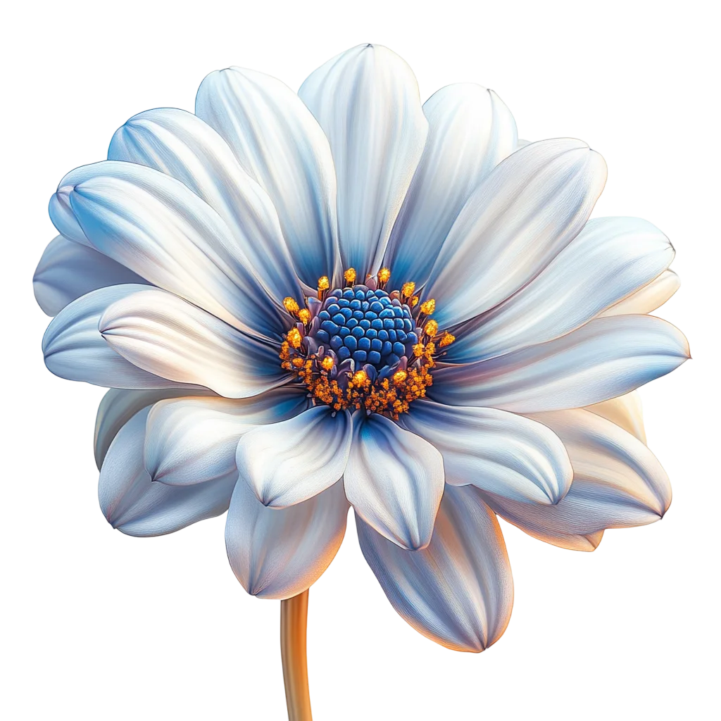 Decorative Blue and White Daisy Flower Free PNG
