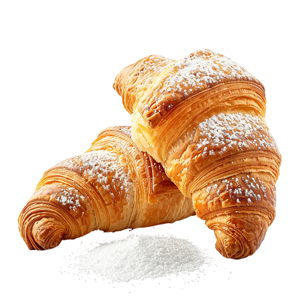 Flaky Golden Croissants Dusted with Sugar Free PNG
