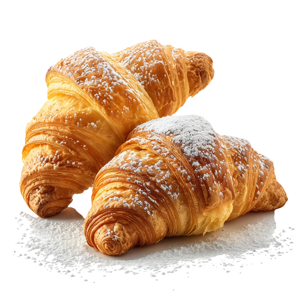 Fresh Baked Croissants with Powdered Sugar Free PNG