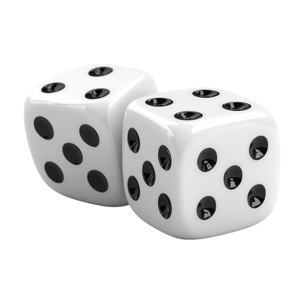 Pair of White Playing Dice with Black Pips Free PNG