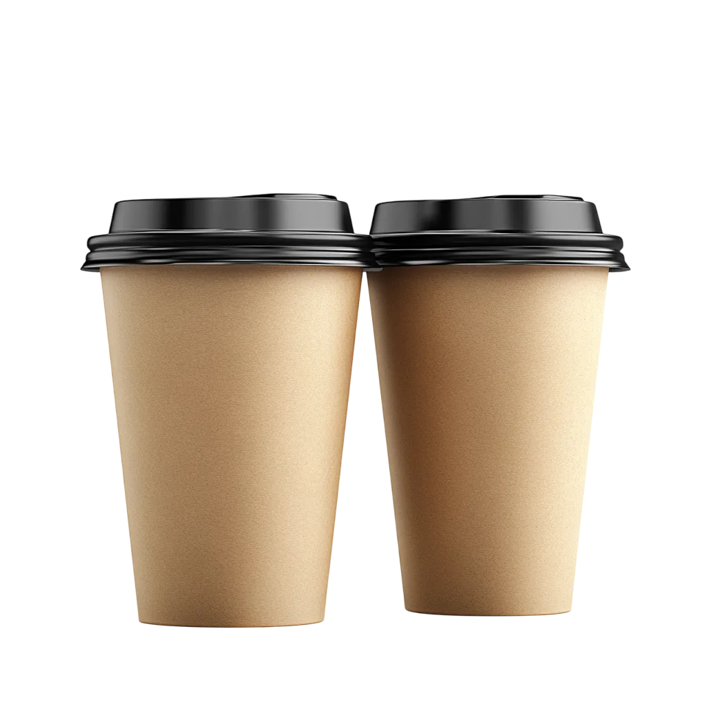 Two Kraft Paper Takeout Coffee Cups Free PNG