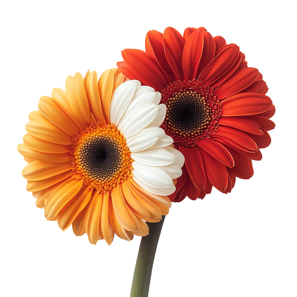 Trio of Colorful Gerbera Daisy Flowers Free PNG