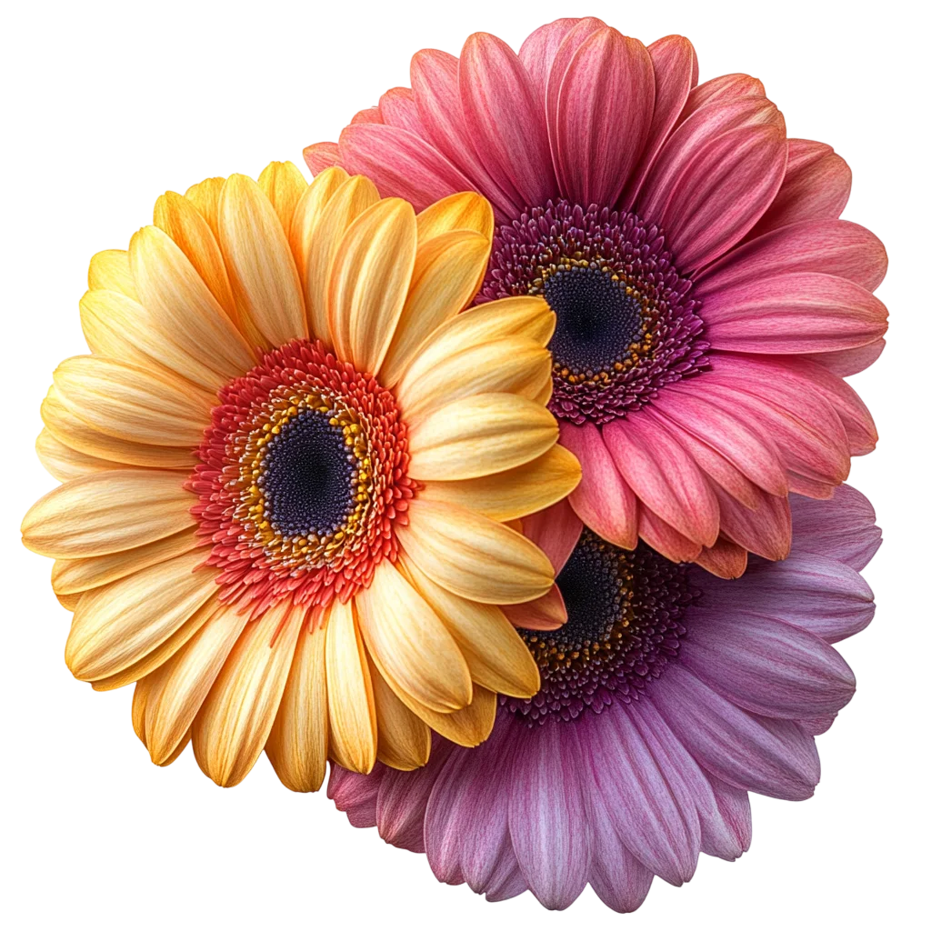 Colorful Gerbera Daisy Flowers Cluster Free PNG