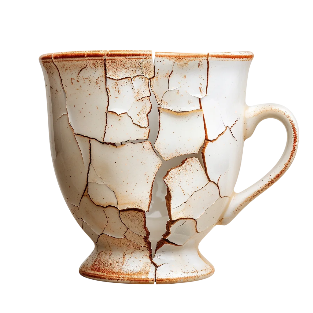 Vintage Cracked Ceramic Coffee Cup Mug Free PNG