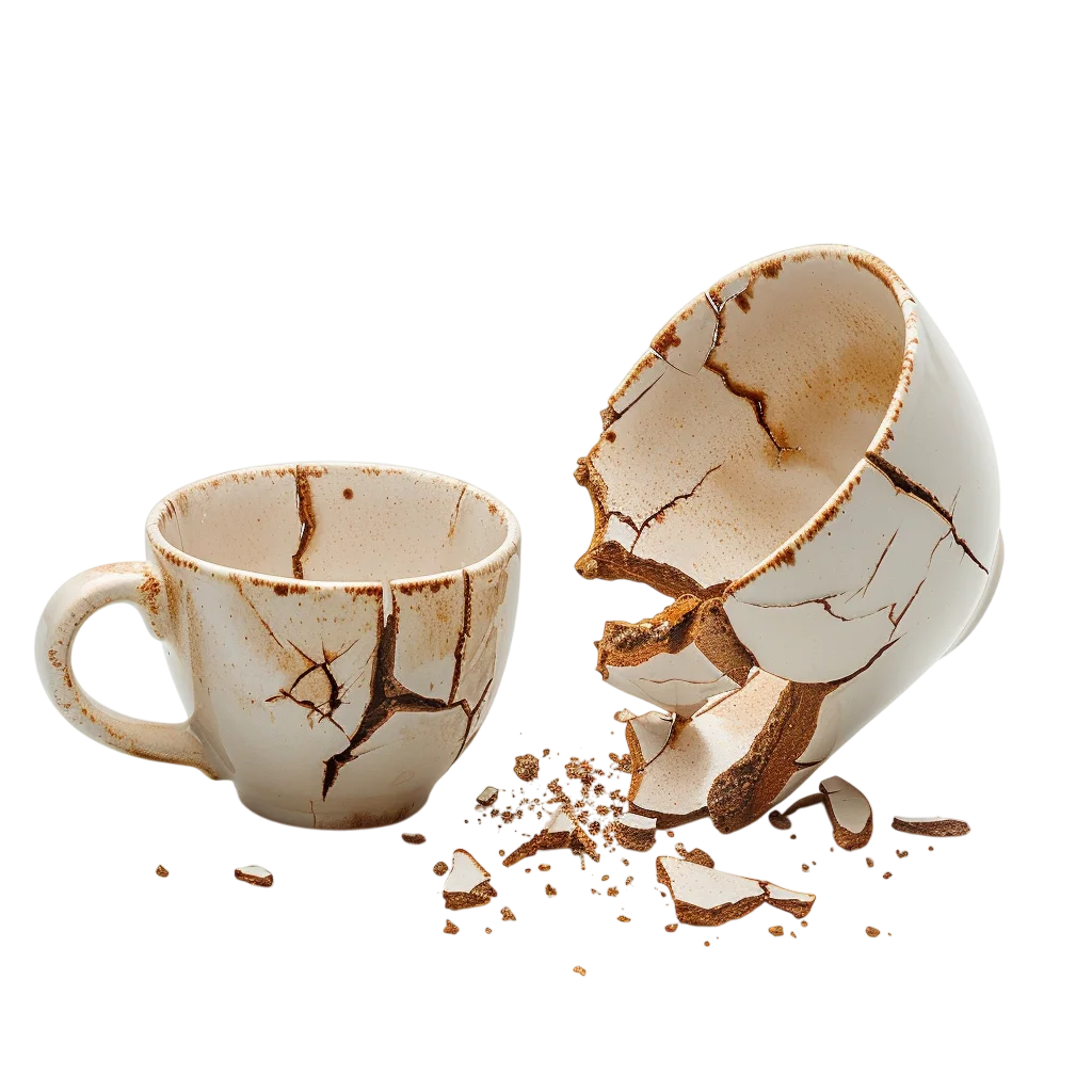 Broken Antique Ceramic Coffee Mug Shards Free PNG