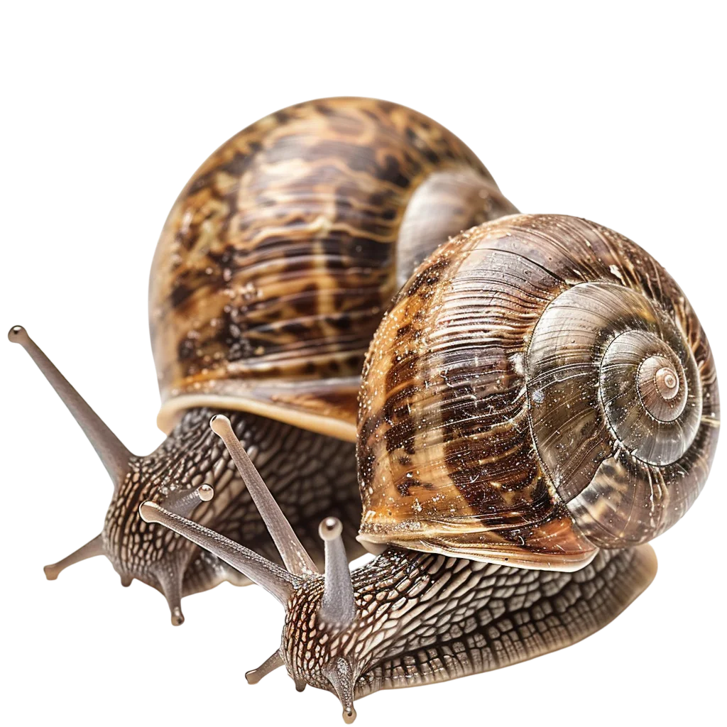 Pair of Brown Striped Garden Snails Free PNG