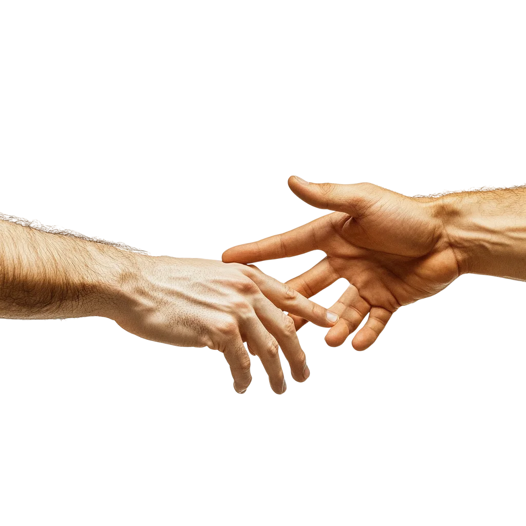 Two Human Hands Reaching Out to Touch Free PNG