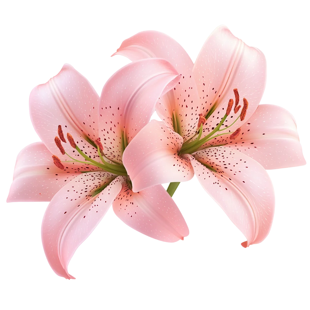 Soft Pink Lily Flower Blooms with Buds Free PNG