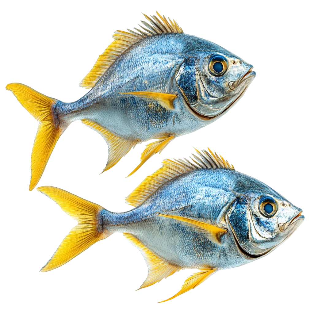 Blue and Yellow Marine Fish Swimming Pair Free PNG