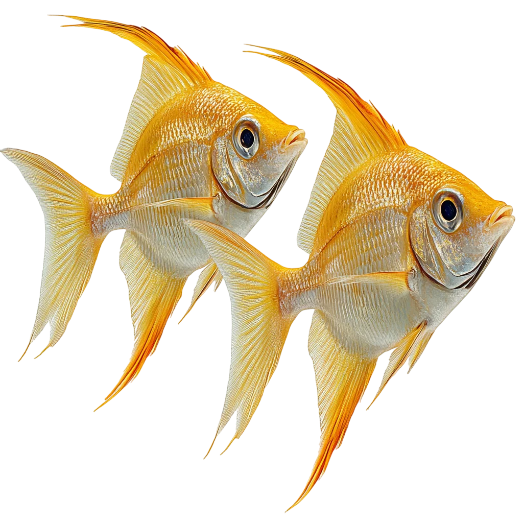 Pair of Yellow Freshwater Angelfish Free PNG