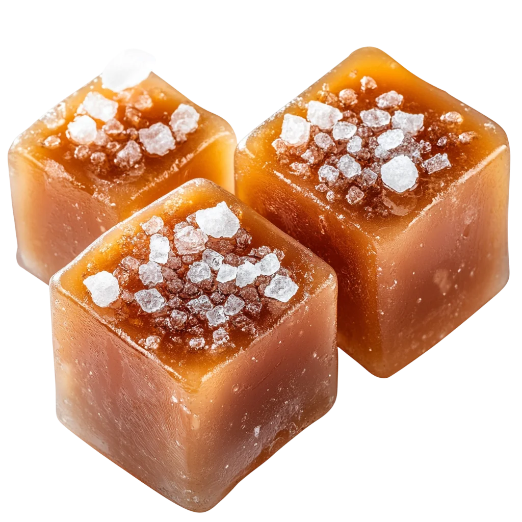 Salted Caramel Candy Cubes with Sea Salt Free PNG