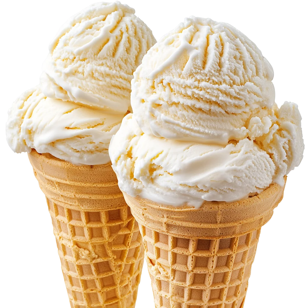 Two Vanilla Soft Serve Ice Cream Cones Free PNG