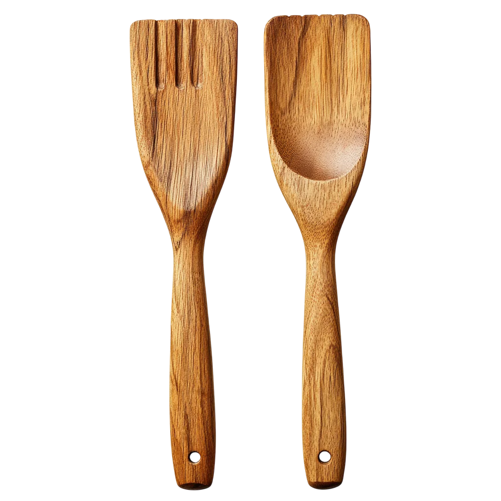 Pair of Wooden Cooking Salad Serving Spoons Free PNG