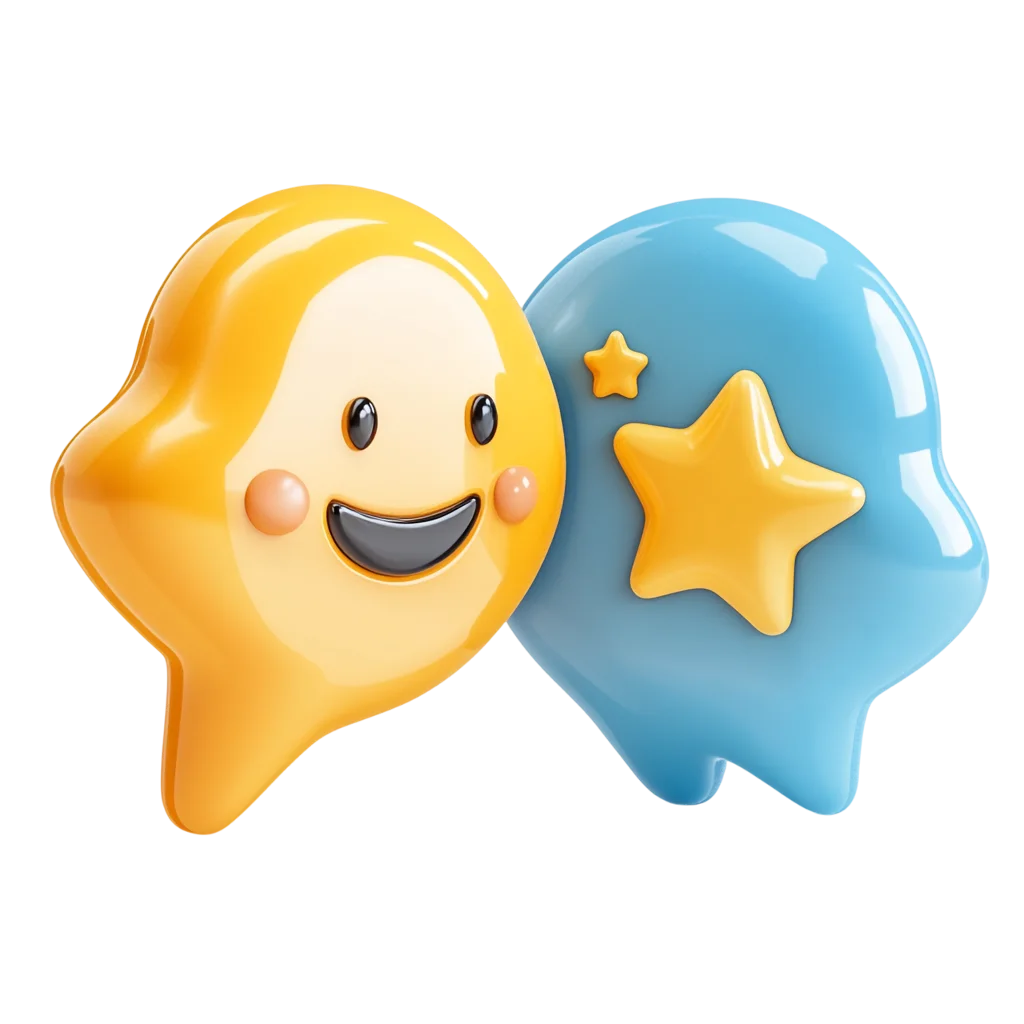 Cute Yellow and Blue Star Speech Bubbles Free PNG