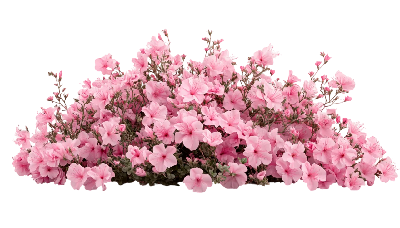 Lush Blooming Pink Azalea Bush Flower Shrub Free PNG