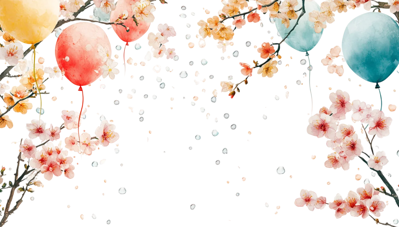 Pastel Cherry Blossom Rain Floral Background Free PNG