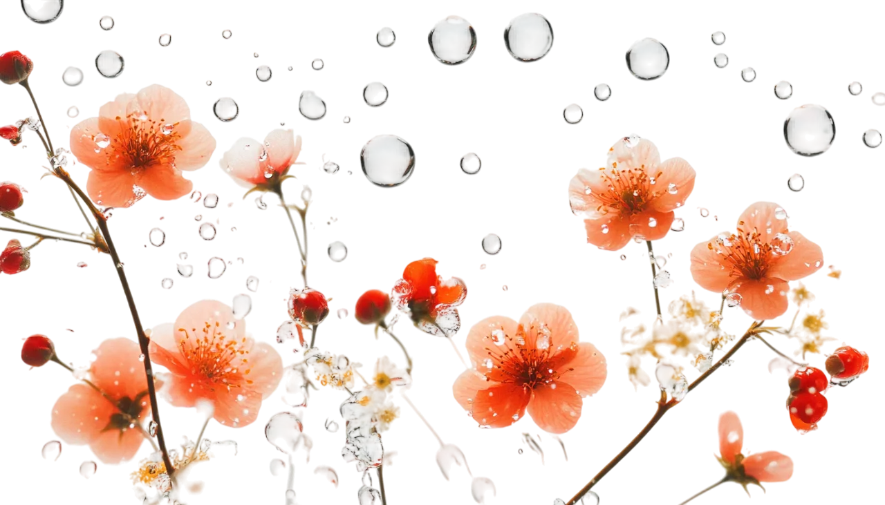 Orange Flowers with Water Droplets Background Free PNG