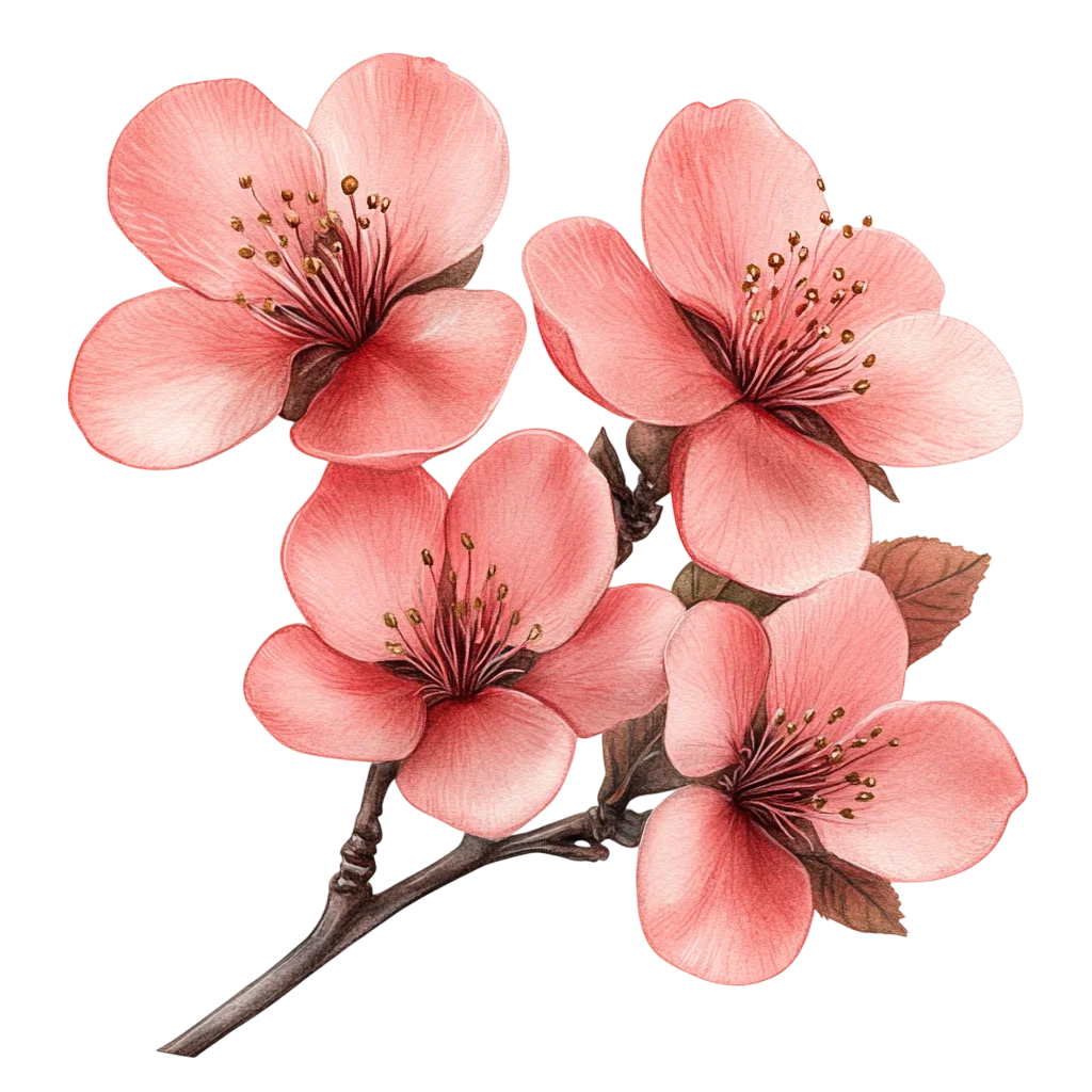 Blooming Pink Peach Blossom Branch Floral Twig Free PNG