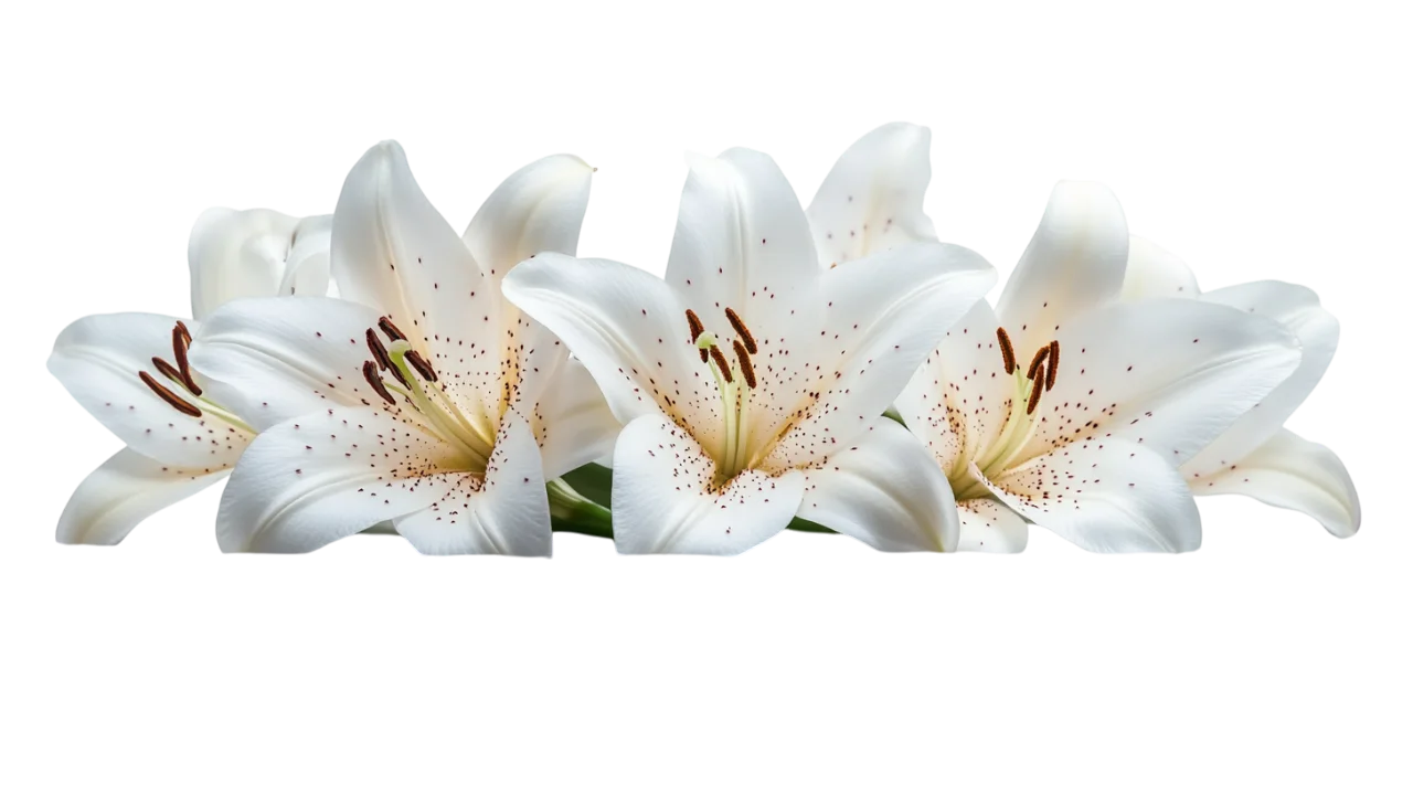 White Lily Flowers Border Horizontal Banner Free PNG