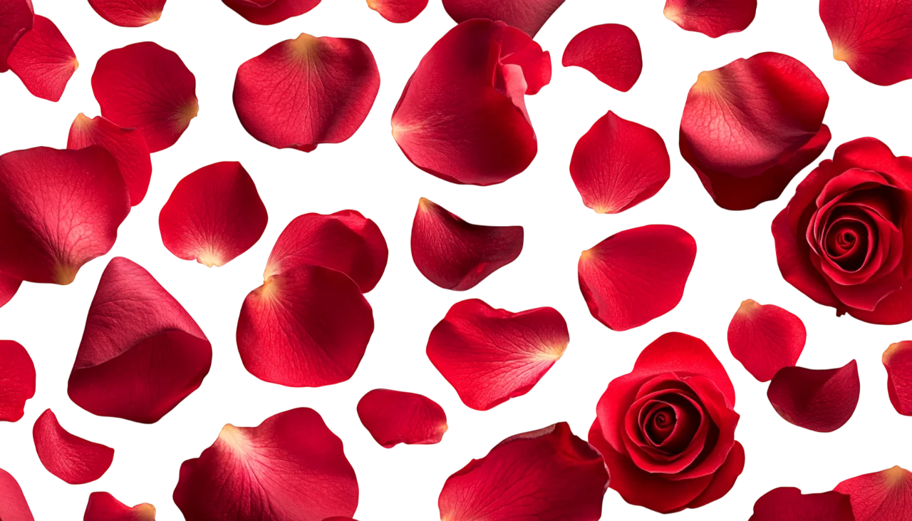 Scattered Red Rose Petals Falling Love Pattern Free PNG