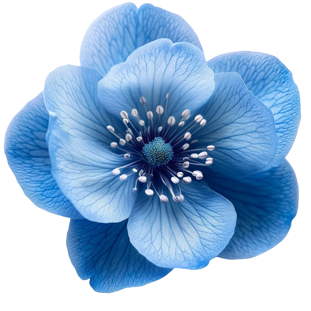 Blooming Blue Anemone Flower Blossom Cutout Free PNG