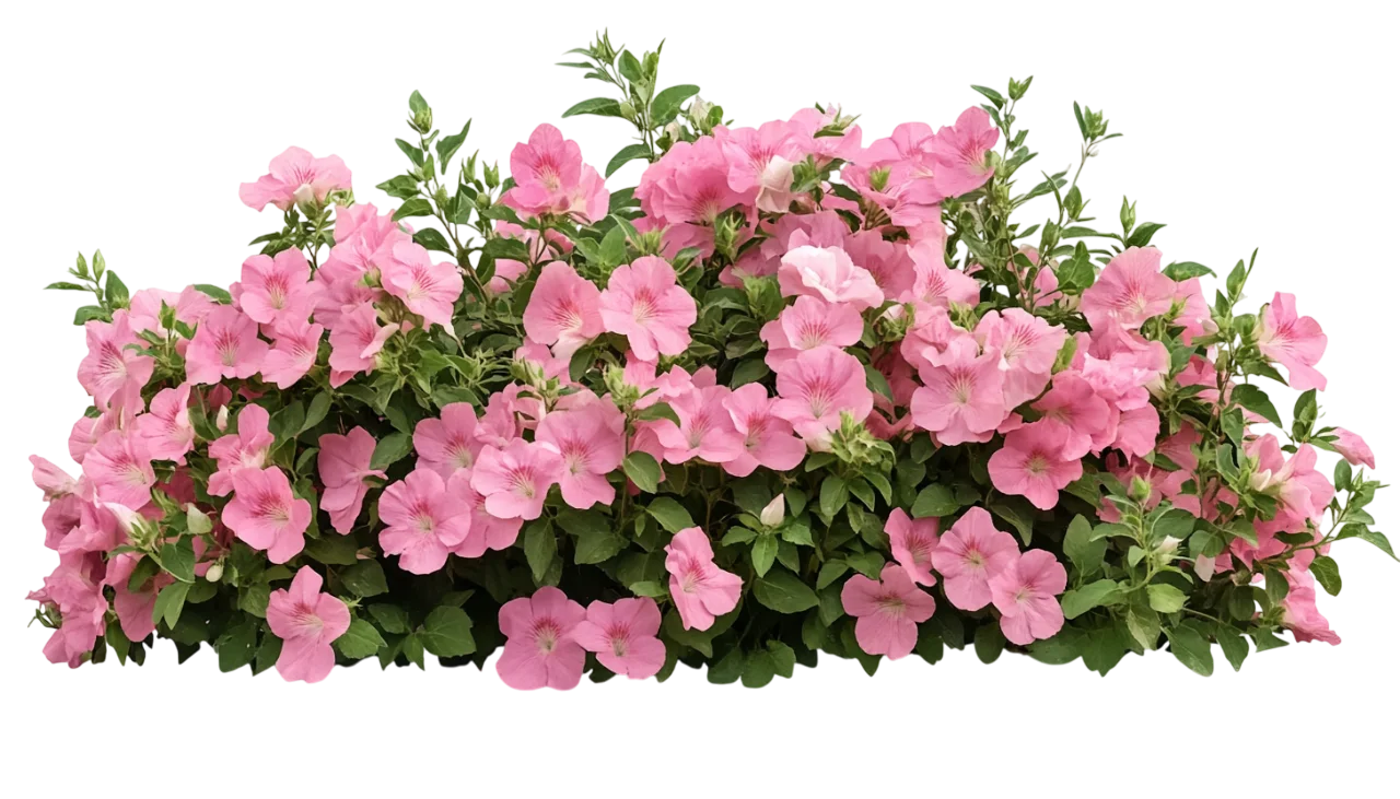 Lush Blooming Pink Flower Bush Garden Bed Free PNG