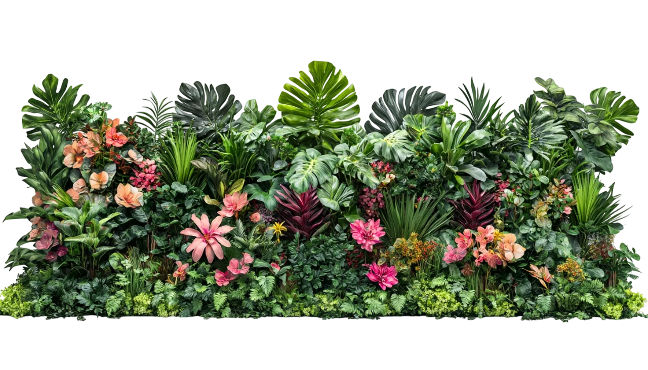 Lush Tropical Green Plant Living Wall Foliage Free PNG