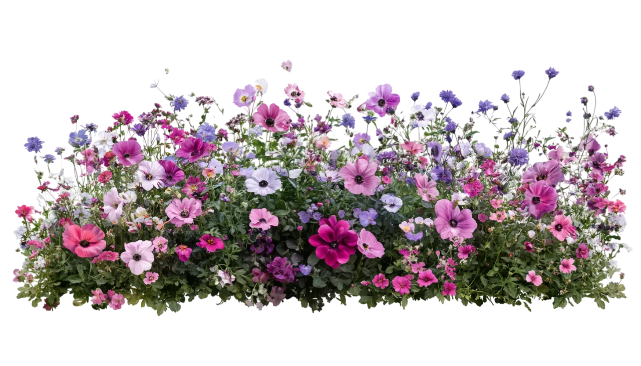 Mixed Purple Wildflower Meadow Bush Bed Border Free PNG