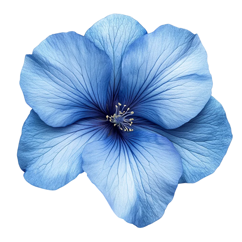 Sky Blue Anemone Flower Head Overhead Cutout Free PNG