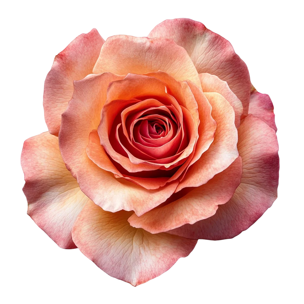 Peach Orange Rose Flower Blossom Top View Free PNG