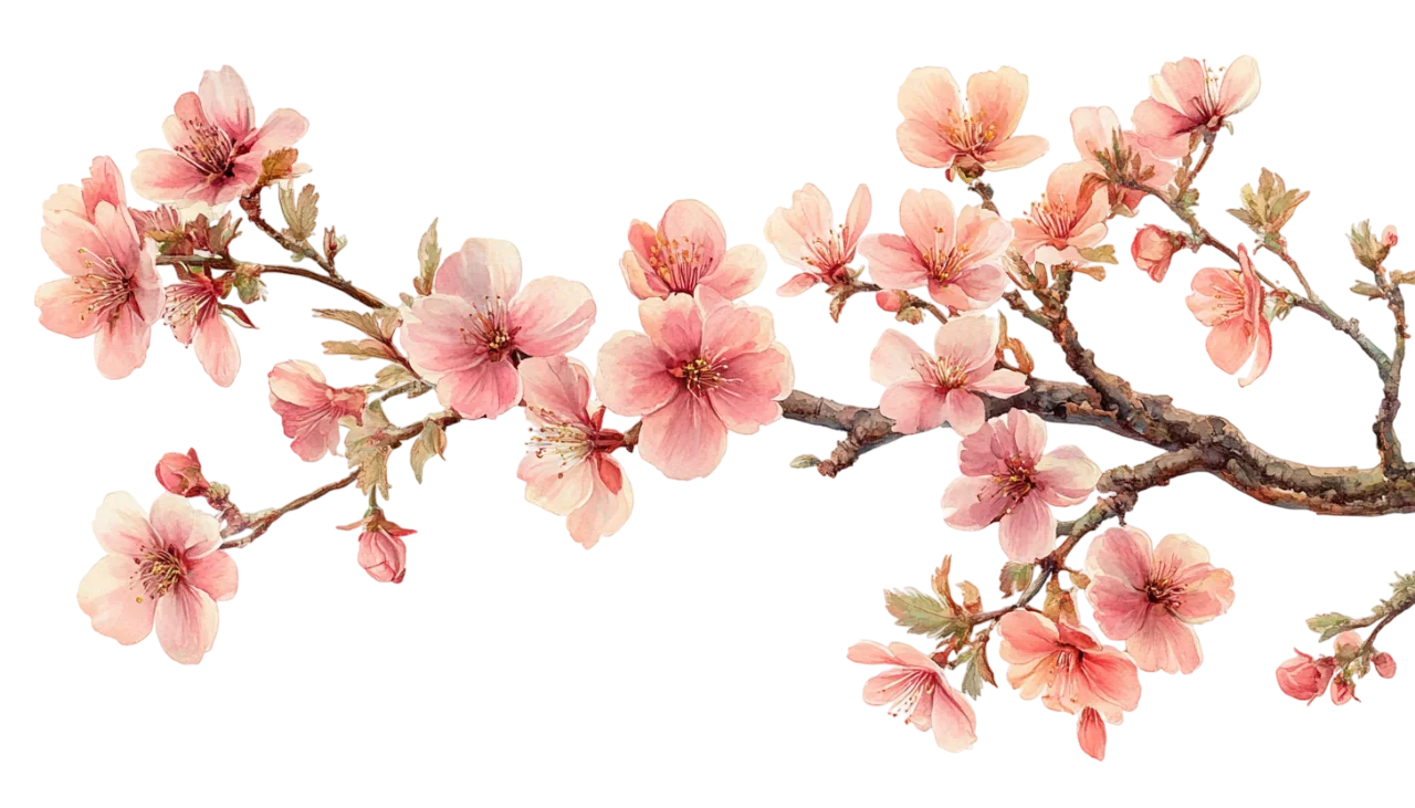 Blooming Pink Cherry Blossom Tree Branch Free PNG
