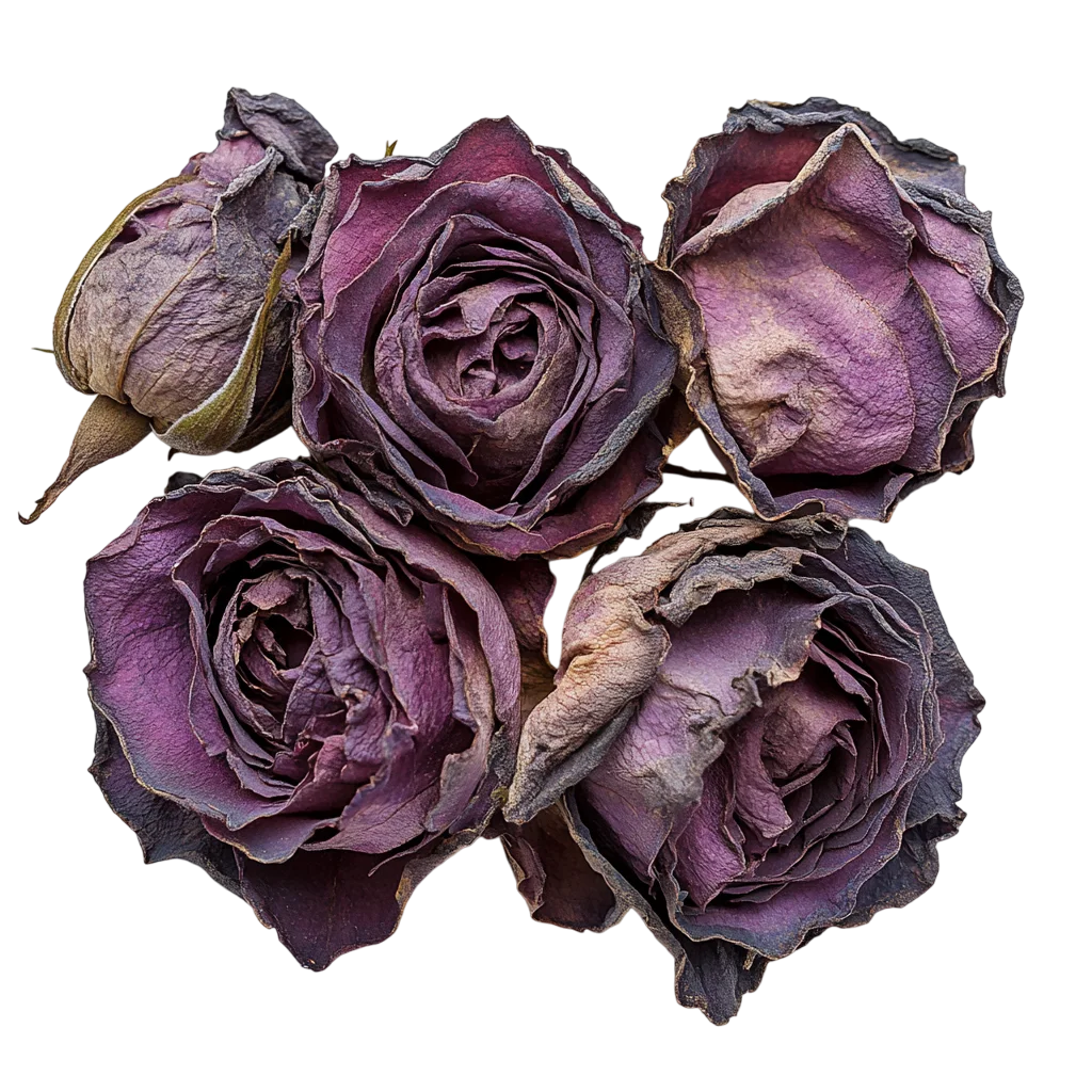 Dried Purple Rose Flower Heads Bouquet Cutout Free PNG