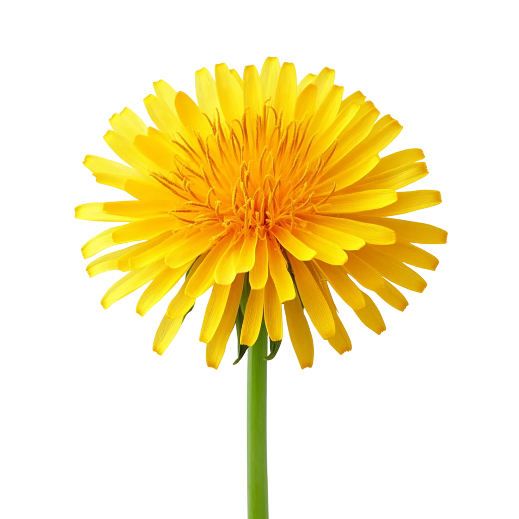 Bright Yellow Dandelion Blossom on Short Stem Free PNG