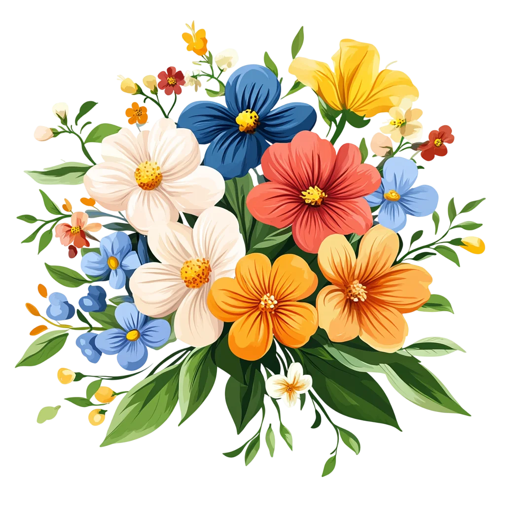 Watercolor Wildflower Floral Bouquet Clustered Free PNG