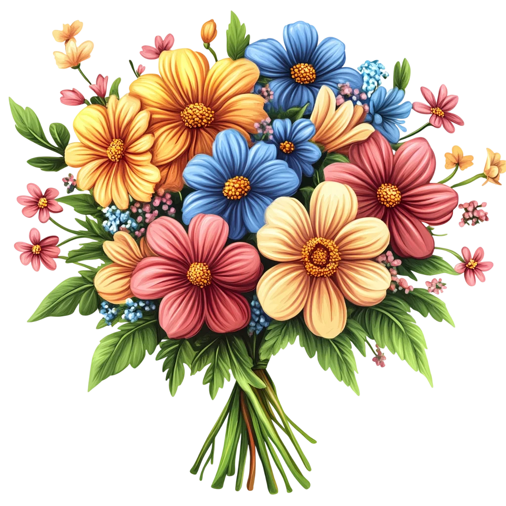 Hand Tied Colorful Wildflower Floral Bouquet Free PNG