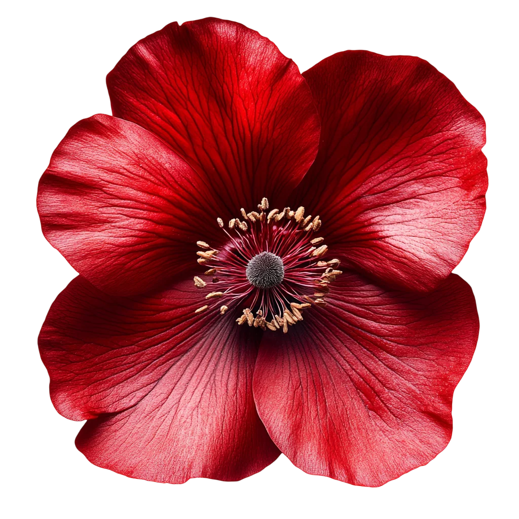 Crimson Red Poppy Flower Bloom Overhead View Free PNG